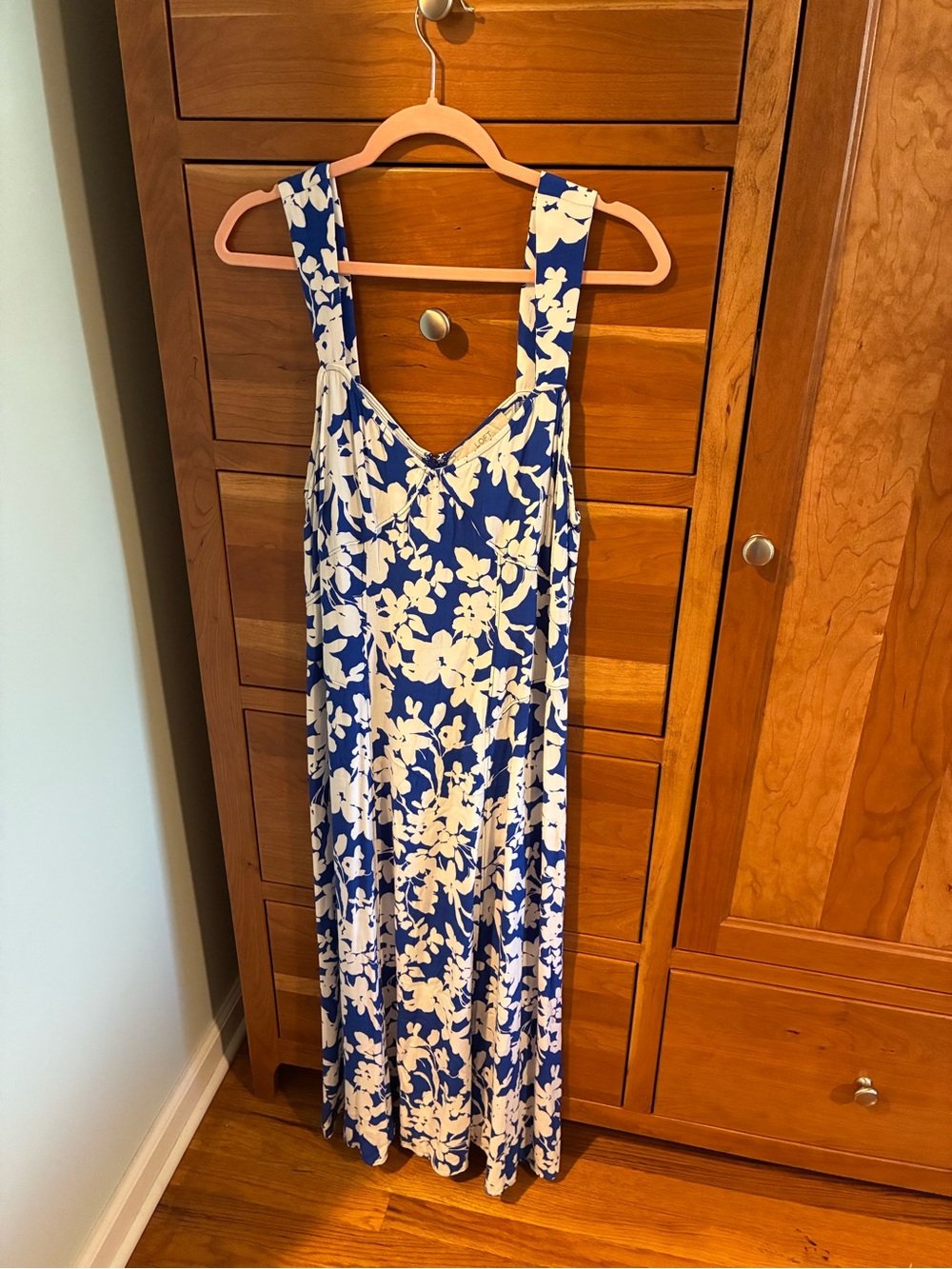 LOFT Blue and White Floral Maxi Dress
